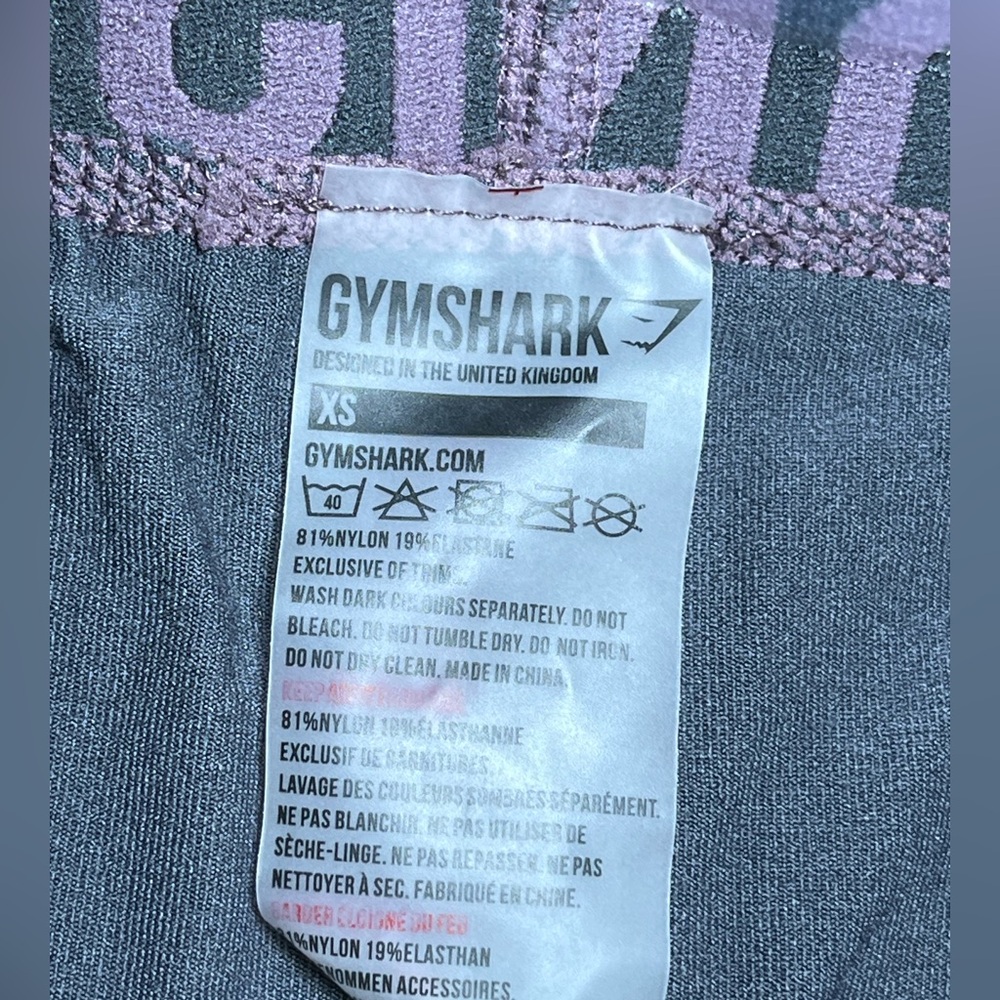 Gymshark Leggings Women XS Seamless Tight Preppy Purple Dark Gray Gym Active - Picture 4 of 5